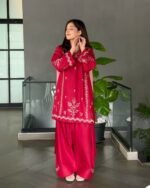Farshi Maroon Three Pieces Co-Ords - Image 6