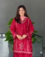 Farshi Maroon Three Pieces Co-Ords