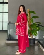Farshi Maroon Three Pieces Co-Ords - Image 5